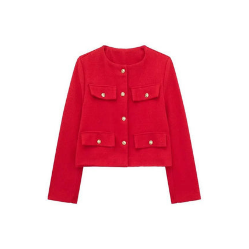 Damen Elegante Kurze Vintage Jacke | Langarm