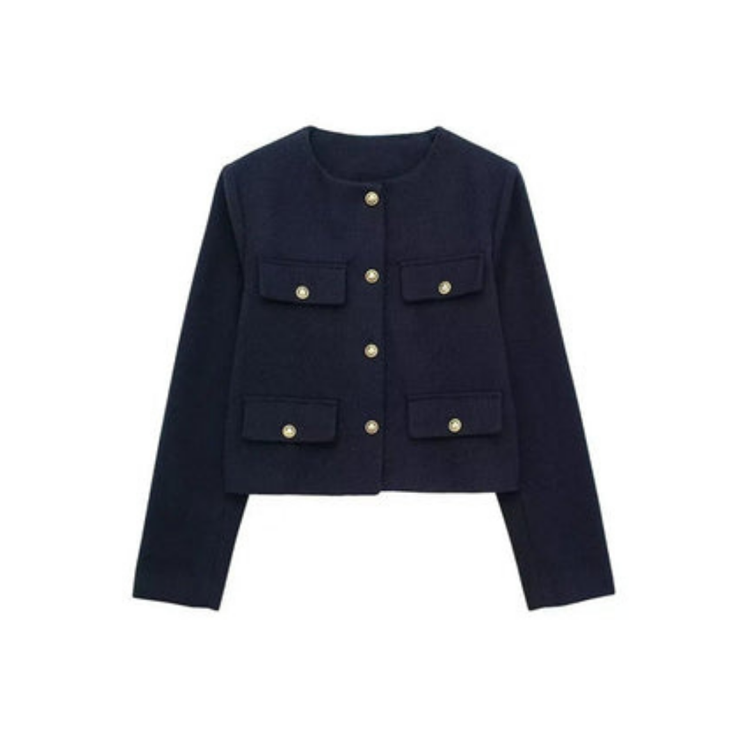 Damen Elegante Kurze Vintage Jacke | Langarm