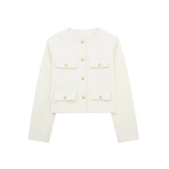 Damen Elegante Kurze Vintage Jacke | Langarm