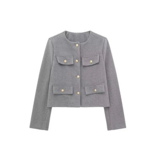 Damen Elegante Kurze Vintage Jacke | Langarm