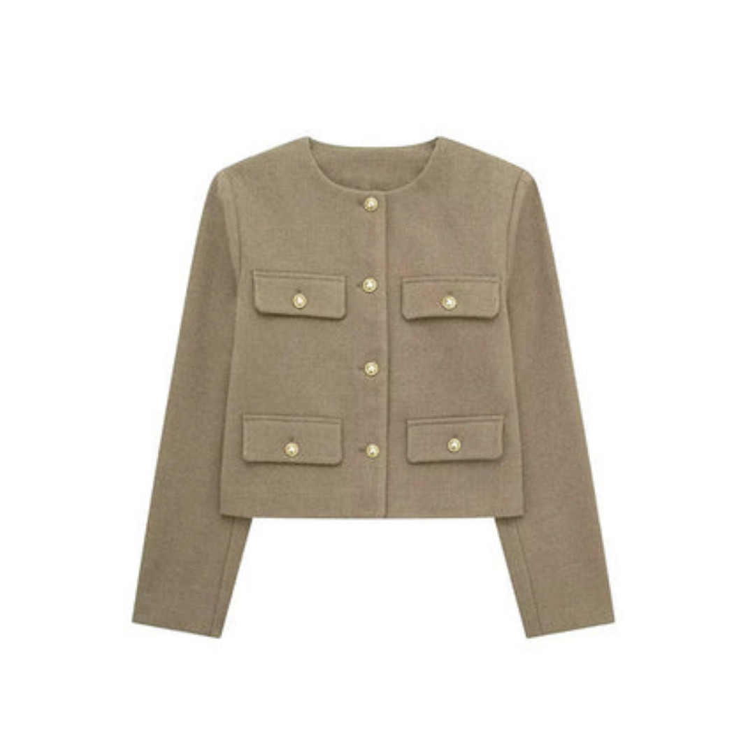 Damen Elegante Kurze Vintage Jacke | Langarm