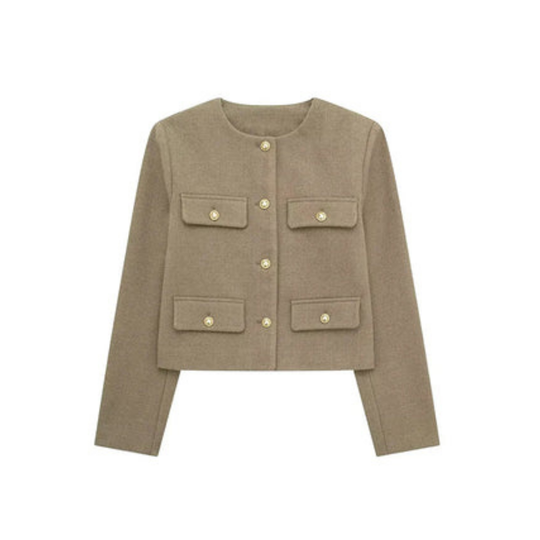 Damen Elegante Kurze Vintage Jacke | Langarm