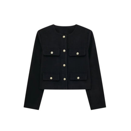 Damen Elegante Kurze Vintage Jacke | Langarm