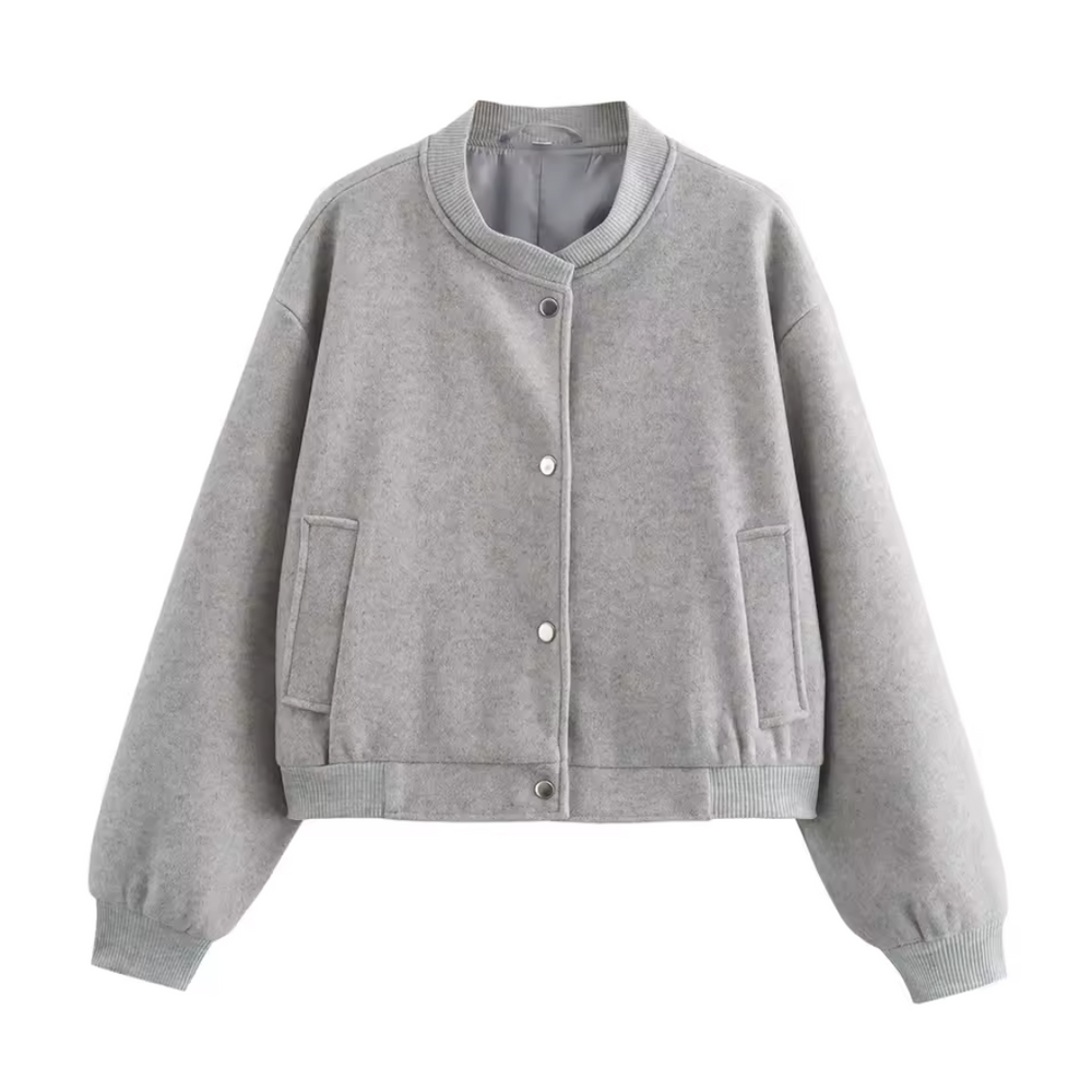 Damen Gekürzte Bomber Jacke | Knopf Daunen