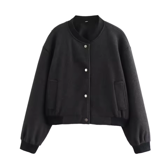 Damen Gekürzte Bomber Jacke | Knopf Daunen