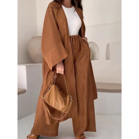 Damen Kimono Stil Ensemble | Strickjacke und Hose