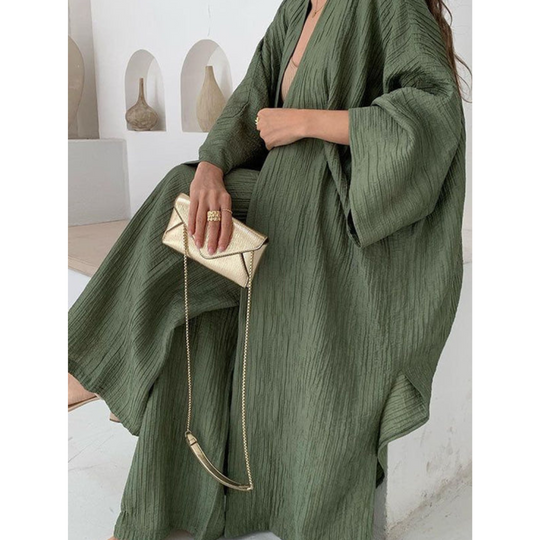 Damen Kimono Stil Ensemble | Strickjacke und Hose