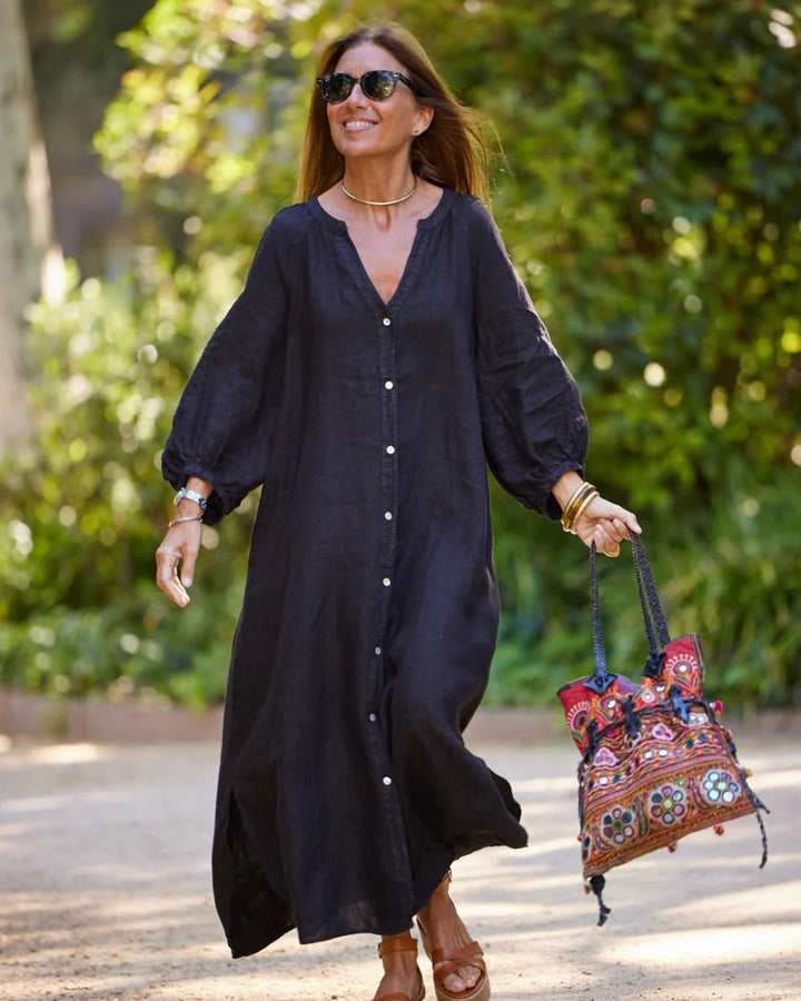 Women's Dress with Oversized Puff Sleeves | Maxi