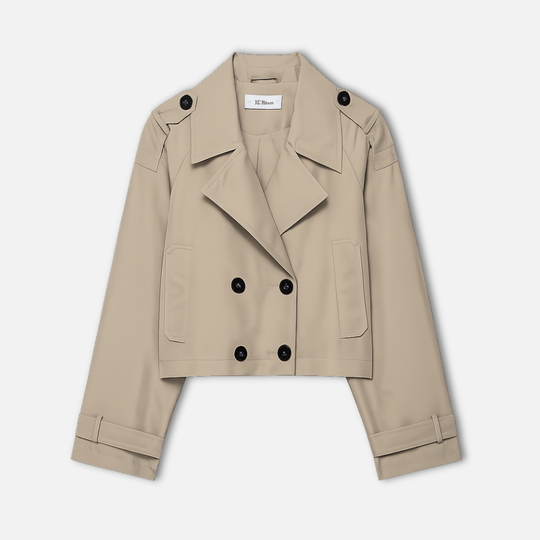 Damen Kurzer doppelreihiger Trenchcoat