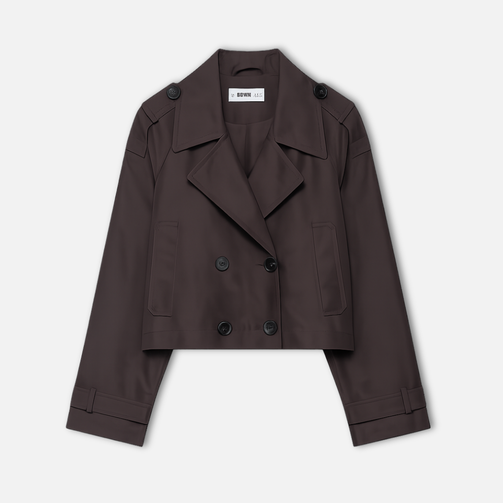 Damen Kurzer doppelreihiger Trenchcoat