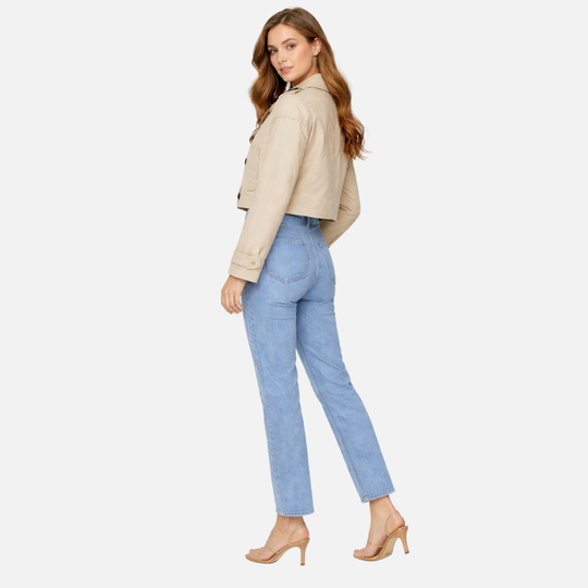 Damen Kurzer doppelreihiger Trenchcoat