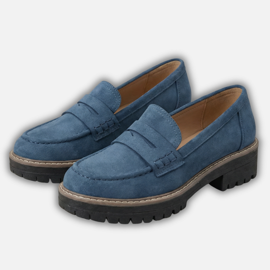 Damen Loafer mit dicker Sohle und Kontrastnähten