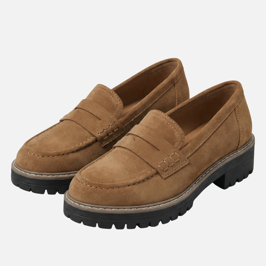 Damen Loafer mit dicker Sohle und Kontrastnähten