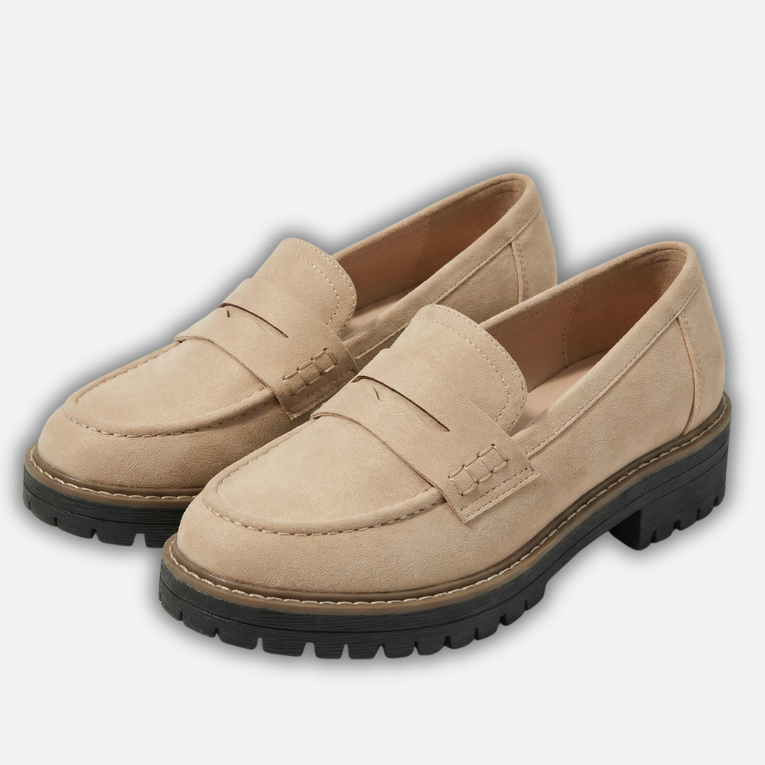 Damen Loafer mit dicker Sohle und Kontrastnähten