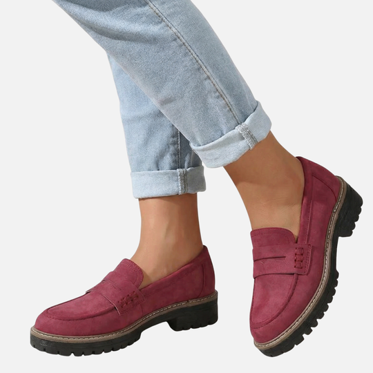 Damen Loafer mit dicker Sohle und Kontrastnähten