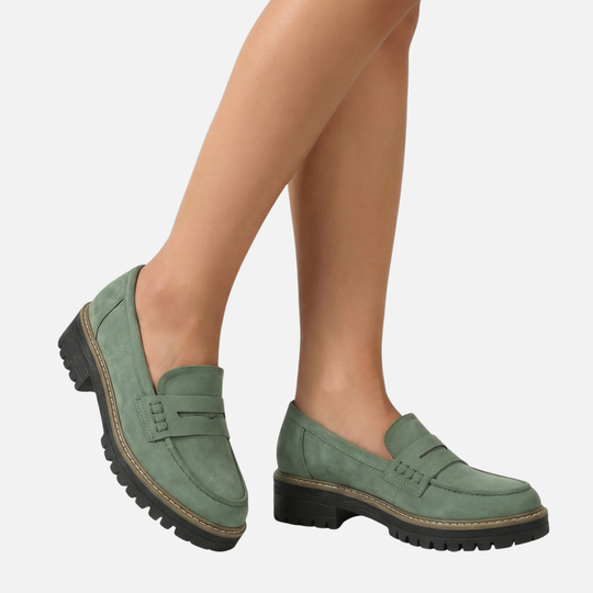 Damen Loafer mit dicker Sohle und Kontrastnähten