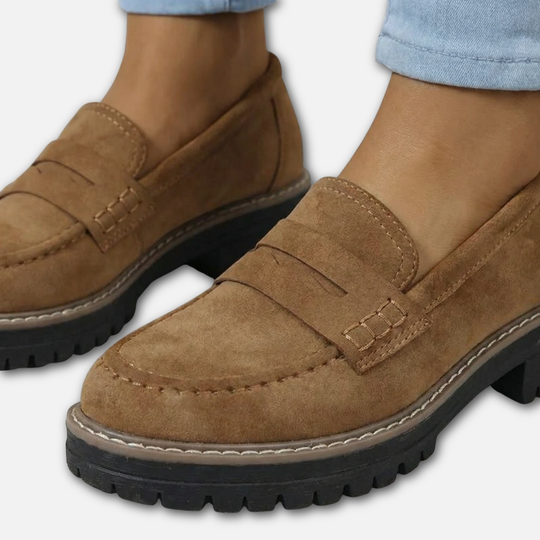 Damen Loafer mit dicker Sohle und Kontrastnähten