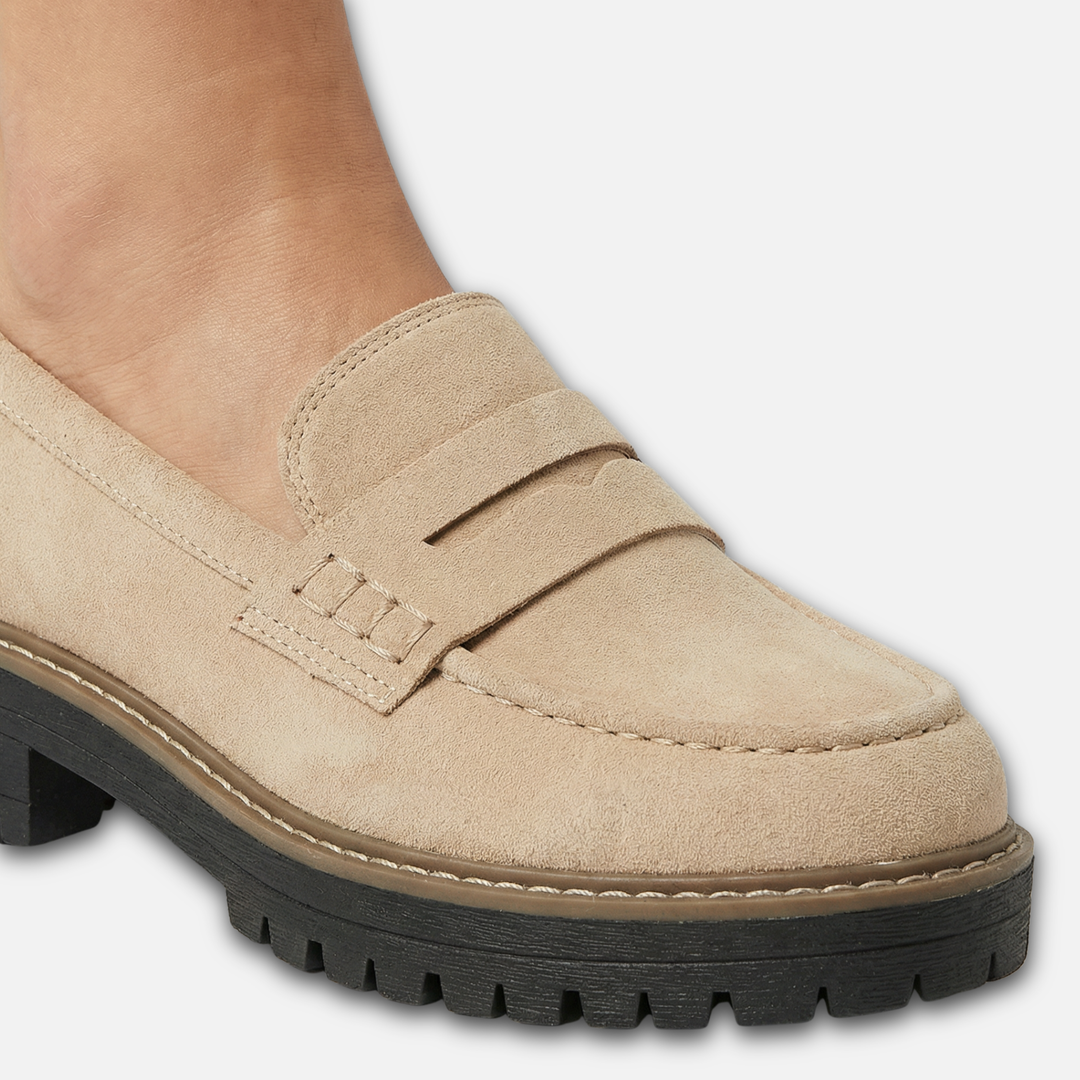 Damen Loafer mit dicker Sohle und Kontrastnähten