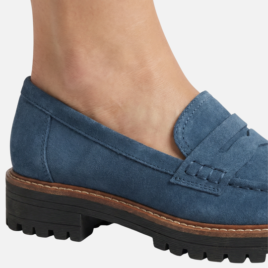 Damen Loafer mit dicker Sohle und Kontrastnähten