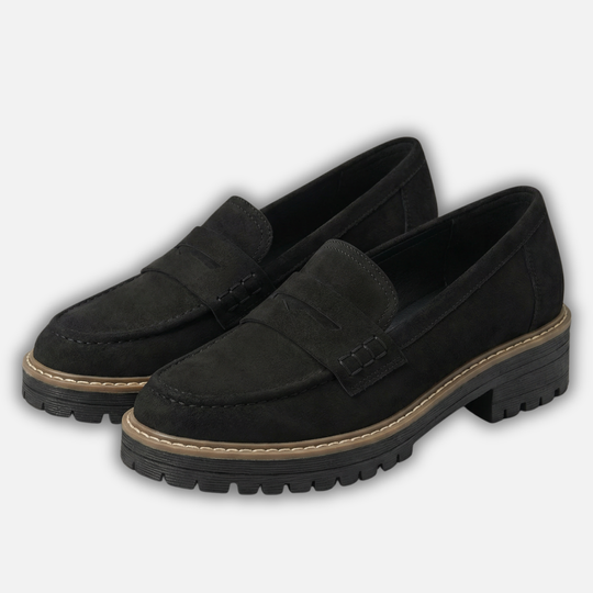 Damen Loafer mit dicker Sohle und Kontrastnähten