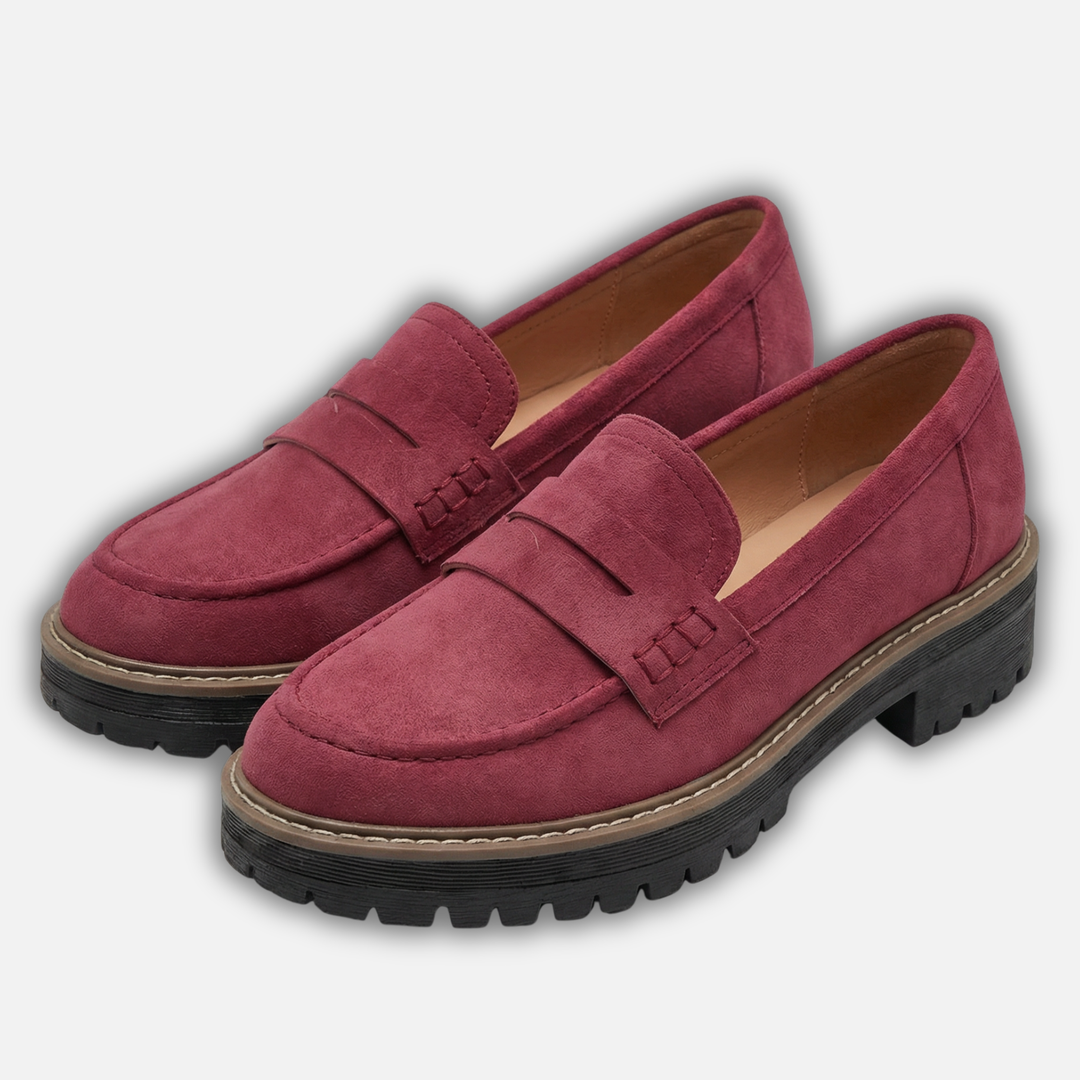 Damen Loafer mit dicker Sohle und Kontrastnähten