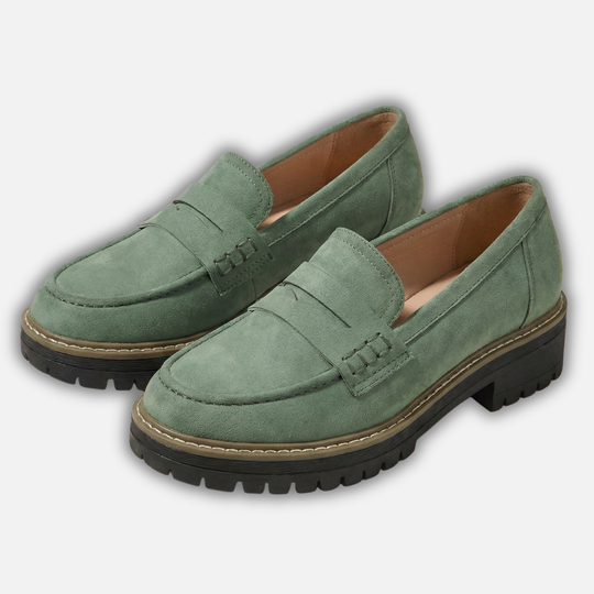 Damen Loafer mit dicker Sohle und Kontrastnähten