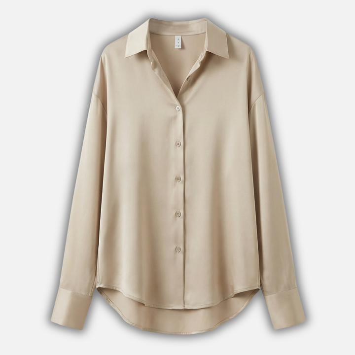 Damen Seidenbluse mit Knopfleiste und langen Ärmeln