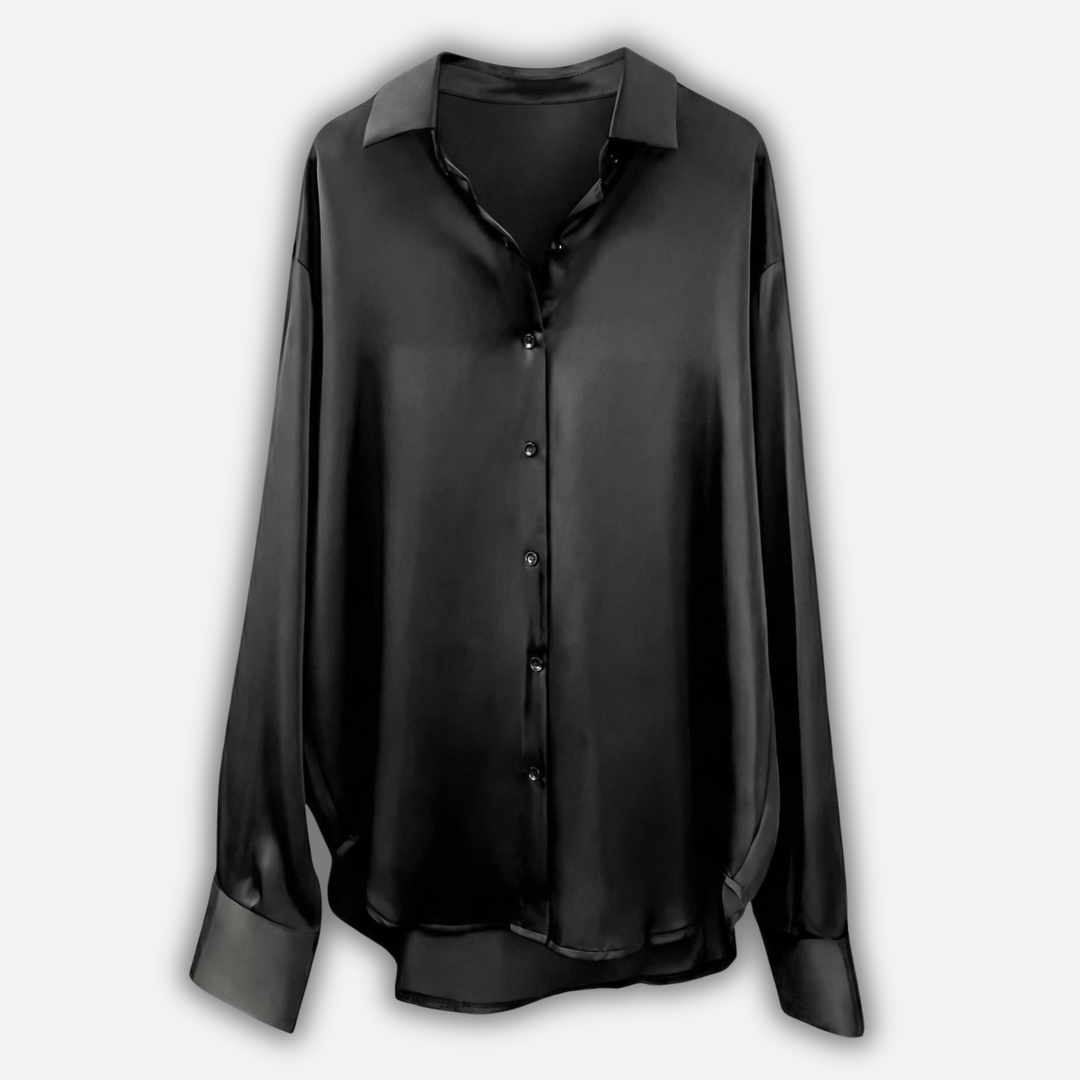 Damen Seidenbluse mit Knopfleiste und langen Ärmeln