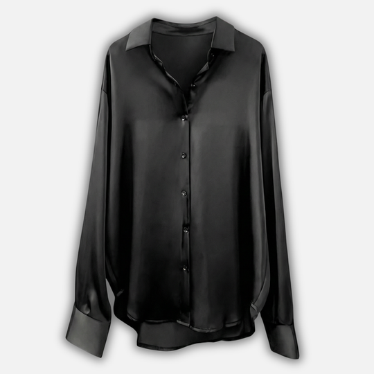 Damen Seidenbluse mit Knopfleiste und langen Ärmeln