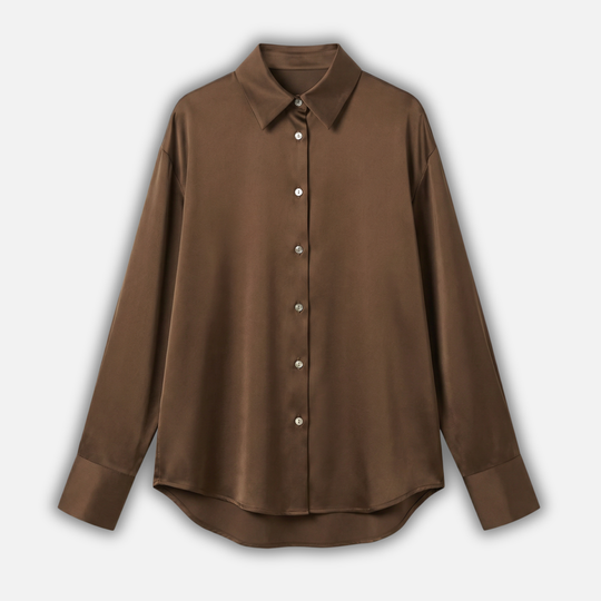 Damen Seidenbluse mit Knopfleiste und langen Ärmeln