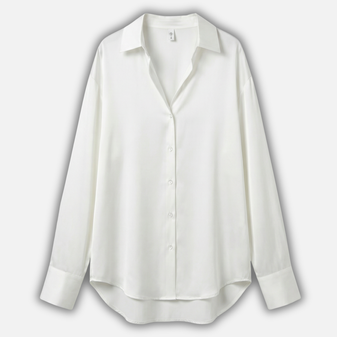 Damen Seidenbluse mit Knopfleiste und langen Ärmeln