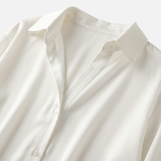 Damen Seidenbluse mit Knopfleiste und langen Ärmeln