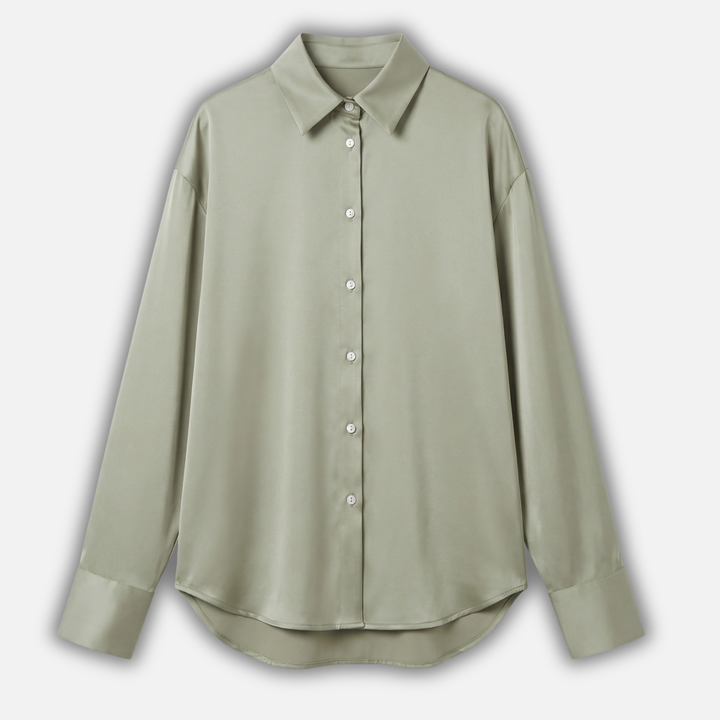 Damen Seidenbluse mit Knopfleiste und langen Ärmeln