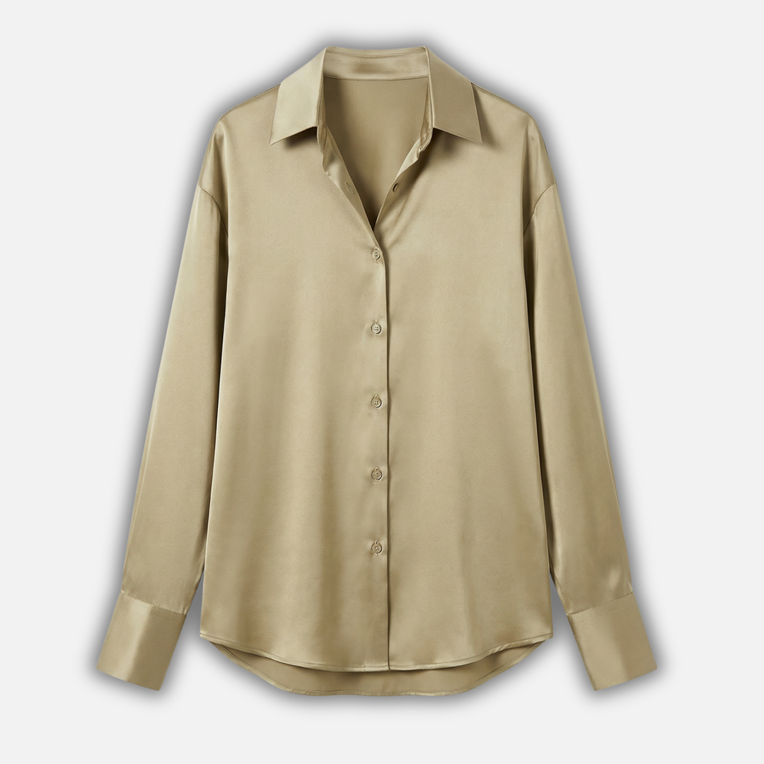 Damen Seidenbluse mit Knopfleiste und langen Ärmeln