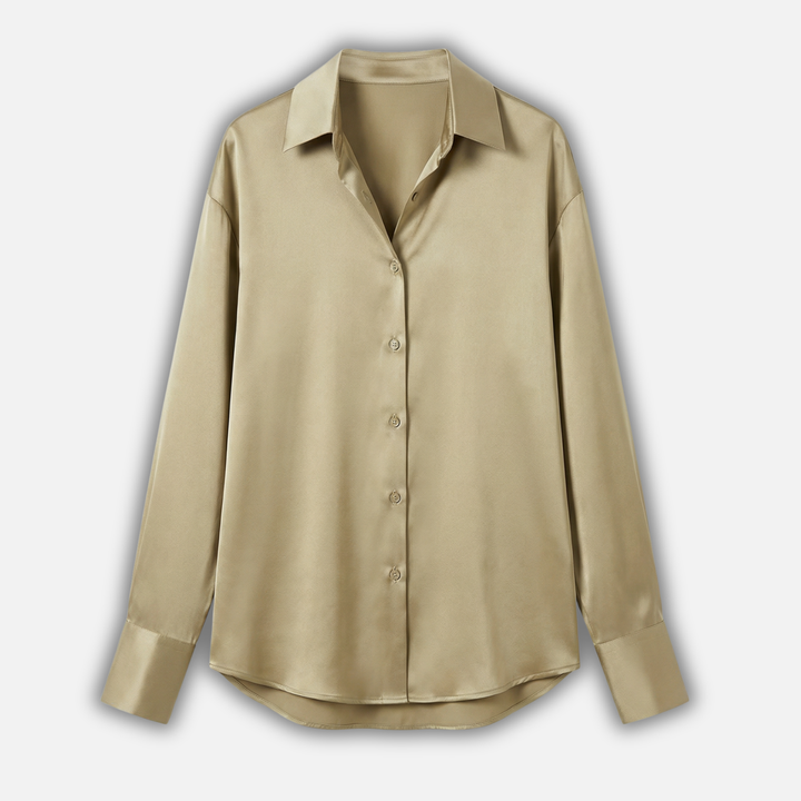 Damen Seidenbluse mit Knopfleiste und langen Ärmeln
