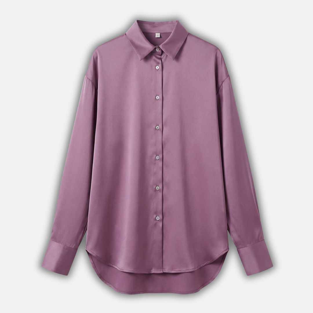 Damen Seidenbluse mit Knopfleiste und langen Ärmeln