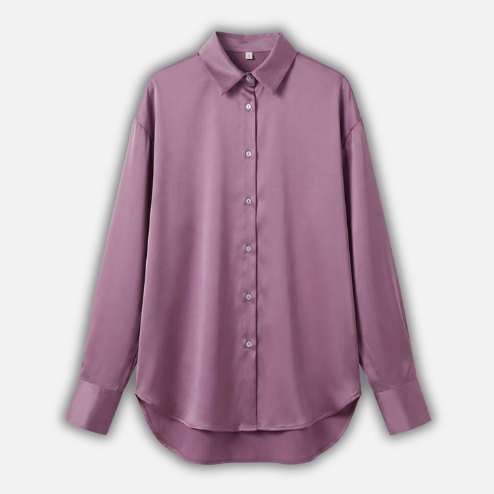 Damen Seidenbluse mit Knopfleiste und langen Ärmeln