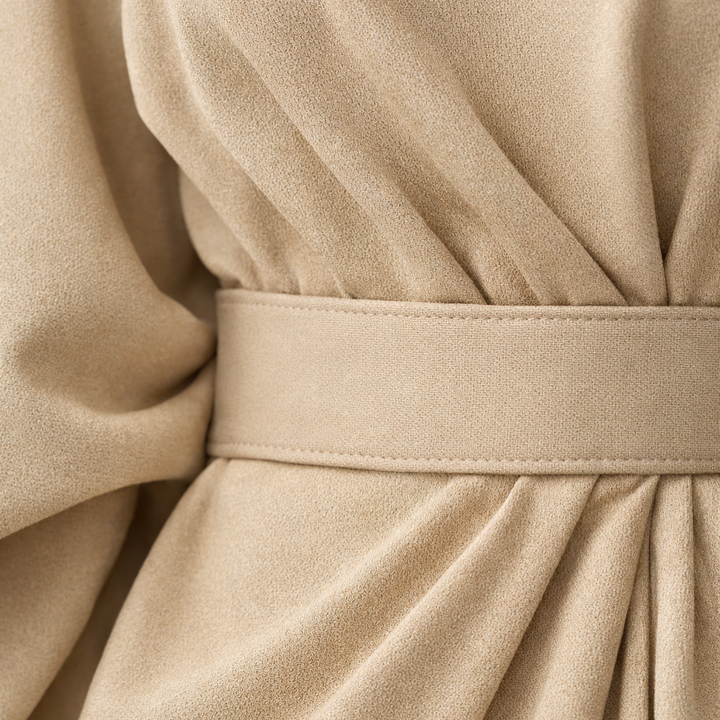 Women's Dress with Lantern Sleeves and Waist Belt
