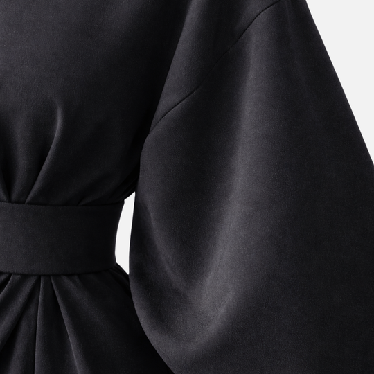 Damen Kleid mit Laternenärmeln und Taillengürtel