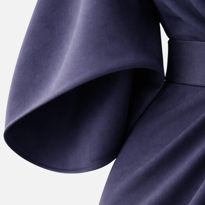 Women's Dress with Lantern Sleeves and Waist Belt