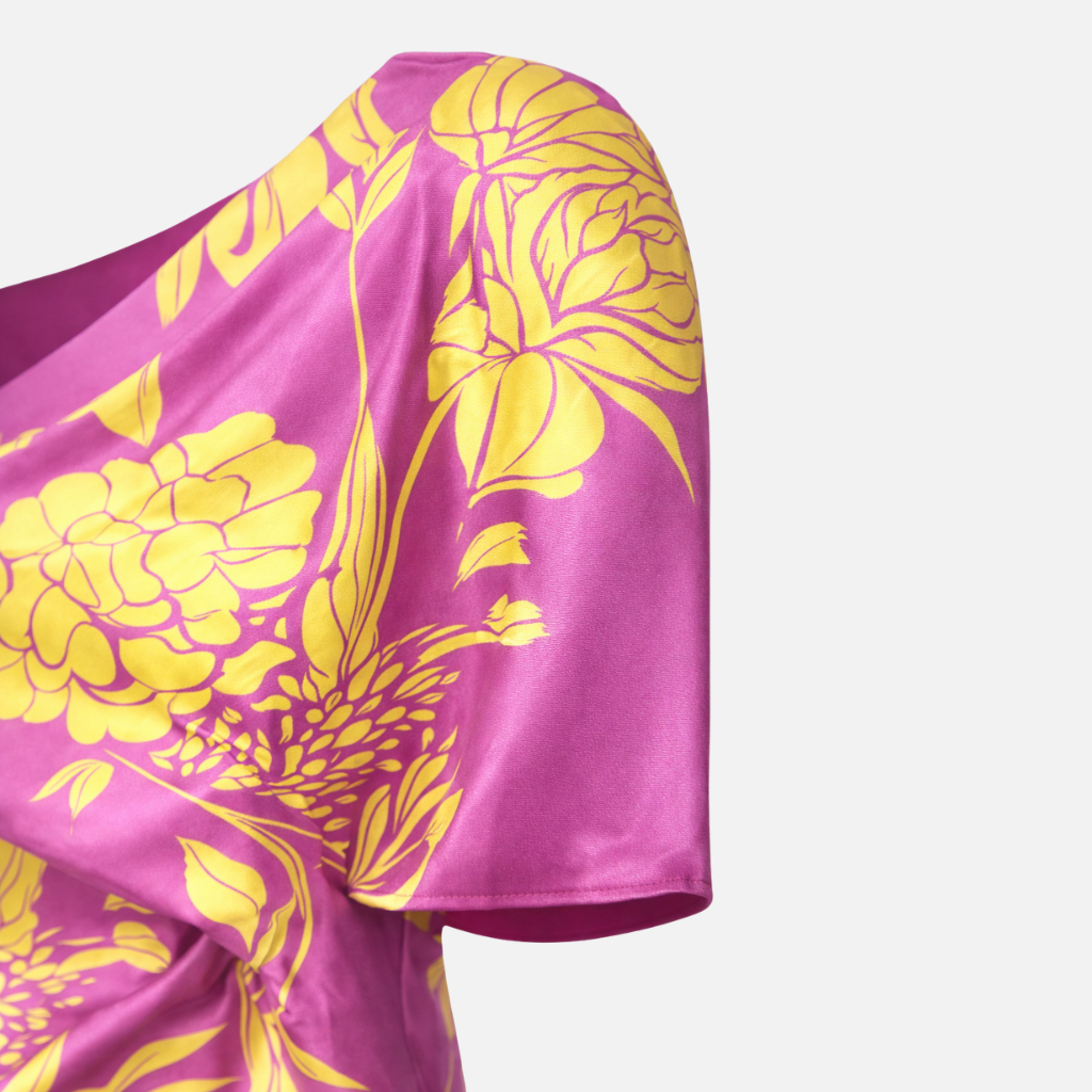 Damen Maxikleid mit Blumenmuster einer Schulter und Seitenschlitz