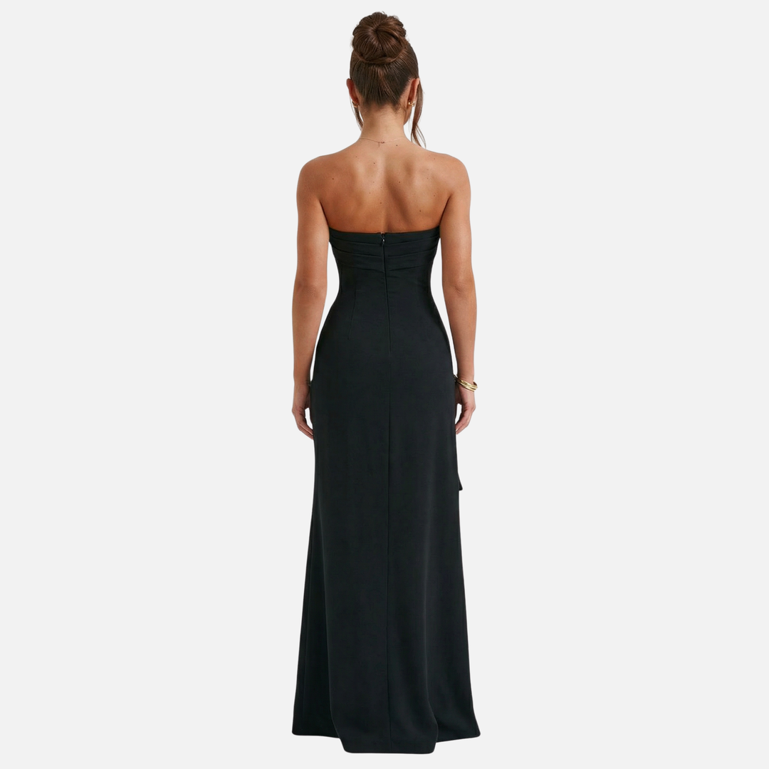 Damen Maxikleid trägerlos mit Raffung und drapiertem Detail
