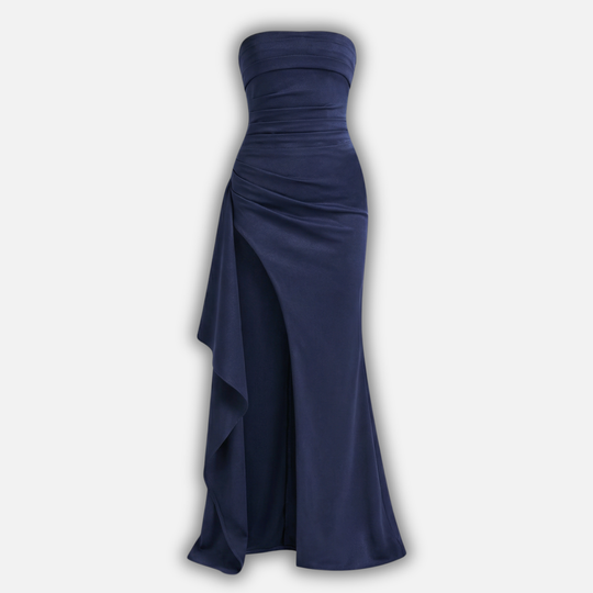 Damen Maxikleid trägerlos mit Raffung und drapiertem Detail