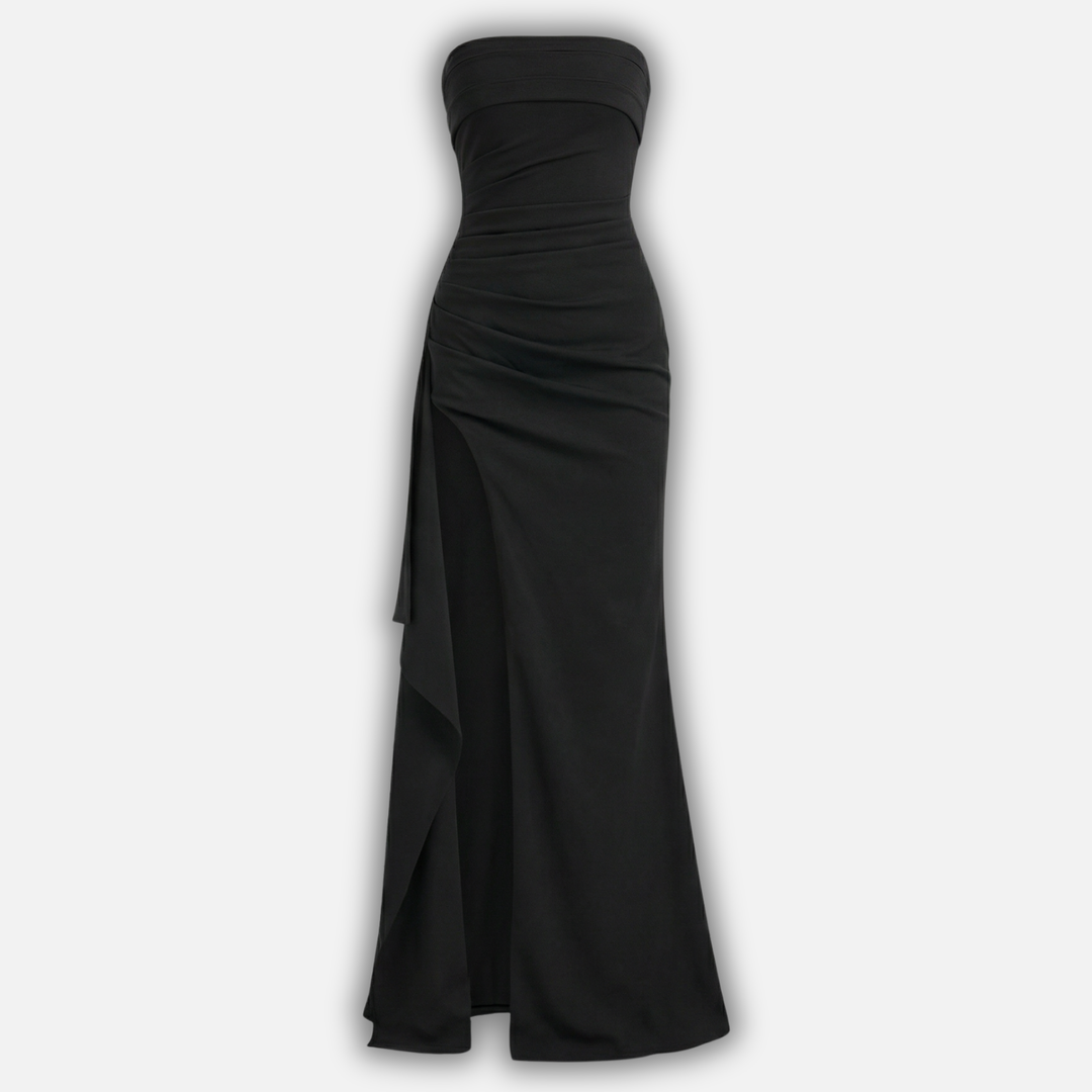 Damen Maxikleid trägerlos mit Raffung und drapiertem Detail