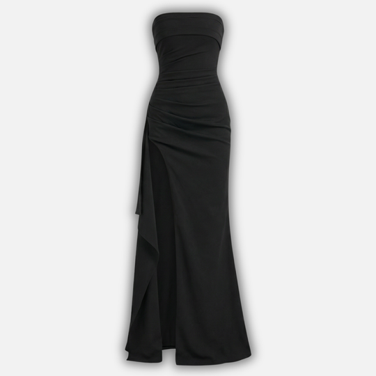 Damen Maxikleid trägerlos mit Raffung und drapiertem Detail