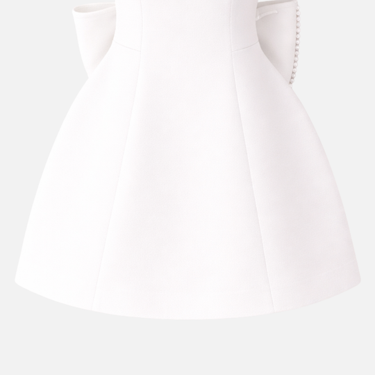 Damen Mini Kleid mit Perlenbesatz und Rückenschleife