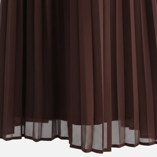 Damen Plissiertes Chiffon Midikleid mit Umlegekragen