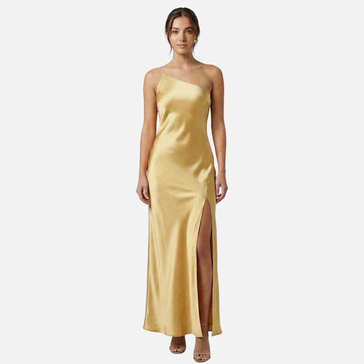 Women's Satin Maxi Dress with Side Slit