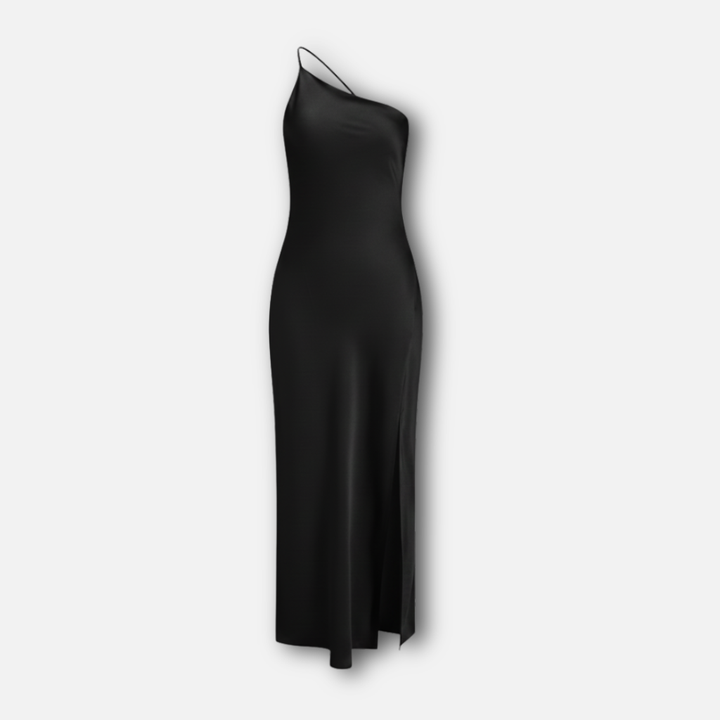 Women's Satin Maxi Dress with Side Slit