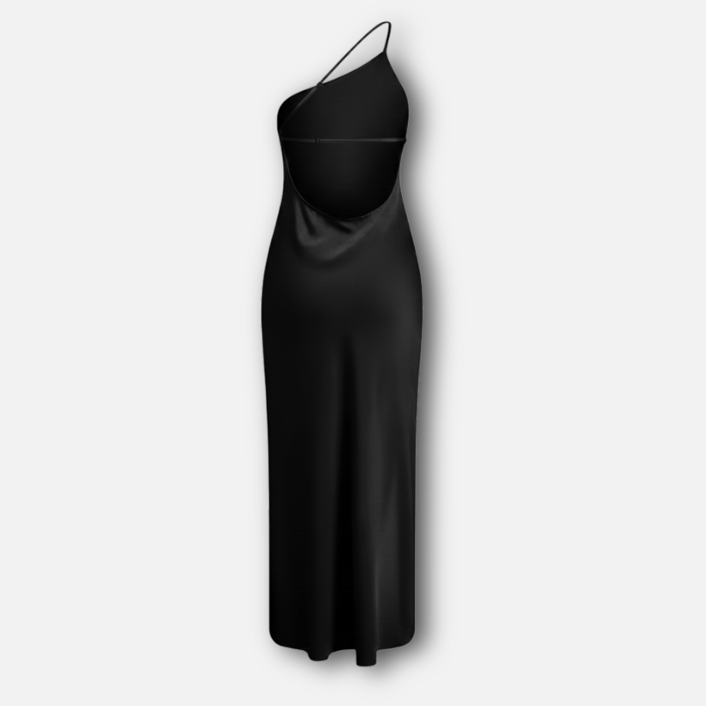 Damen Satin Maxi Kleid mit Seitenschlitz